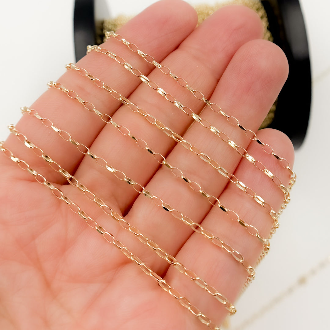045BOVH4byFt. 14k Solid Yellow Gold Diamond Cut Oval Cable Chain