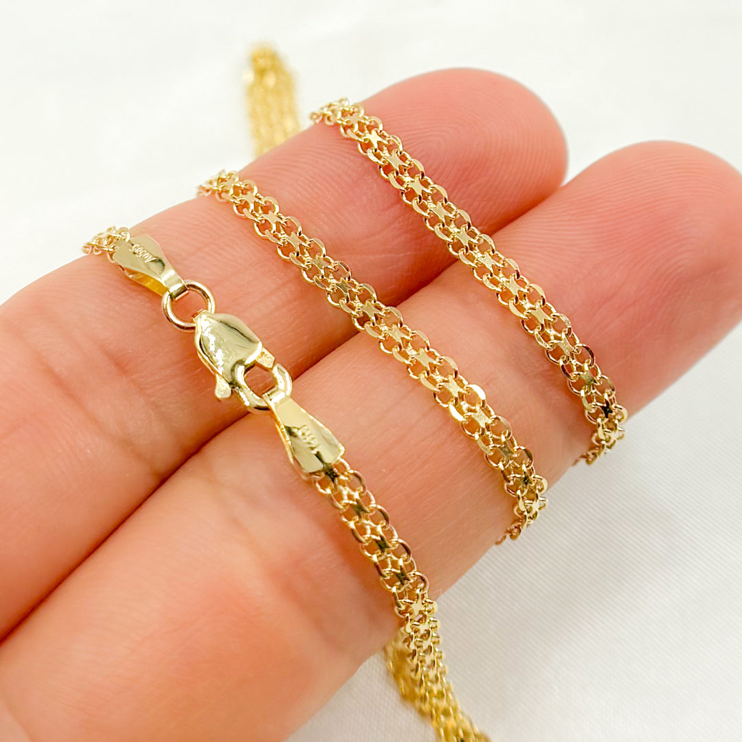 035R03AC2T2. 14K Solid Gold Bismark Link Chain