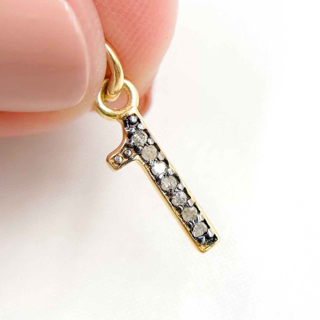 DC180. Diamond Sterling Silver Number "1" Charm