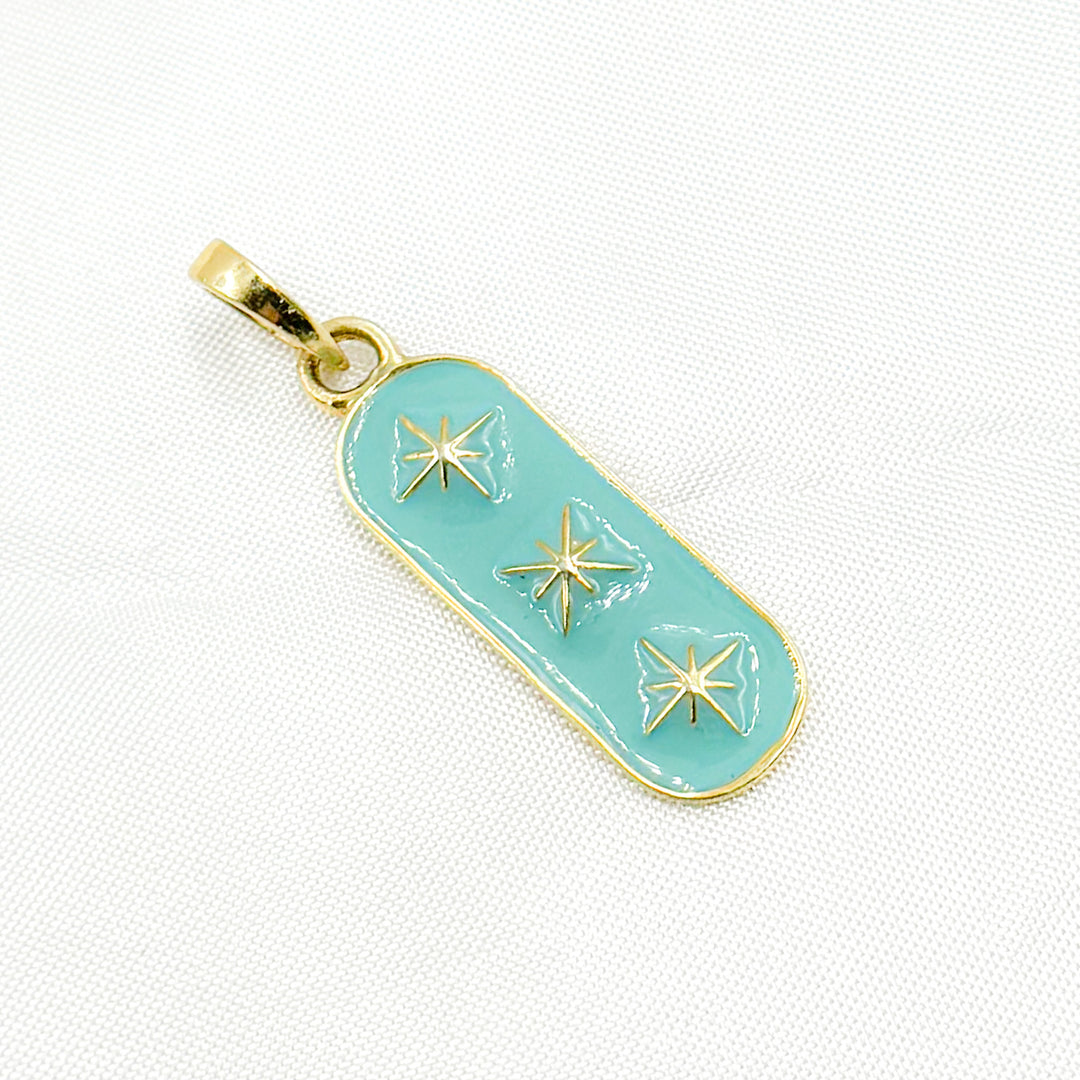 DC393A. Sterling Silver Oval Star Enamel Pendant