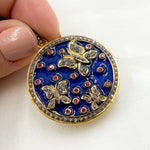 Load image into Gallery viewer, DP416A. Diamond Sterling Silver Round Enamel Pendant with Gemstone
