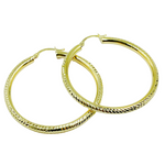 Load image into Gallery viewer, GER58. 14K Gold Hoop Earrings with Engraved Tornado Design
