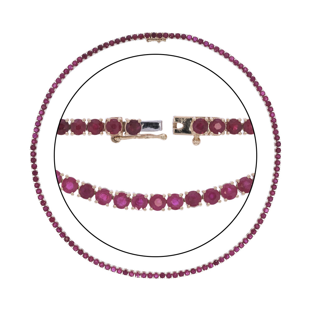 CN97384RU3. 14K Solid Gold Ruby Tennis Necklace