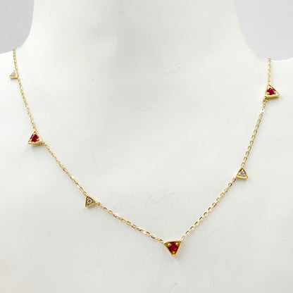 NT403420RU. 14K Solid Gold Diamond and Gemstone Triangle Necklace