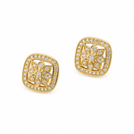 Load image into Gallery viewer, EFB50898. 14K Solid Gold and Diamonds Square Flower Earrings