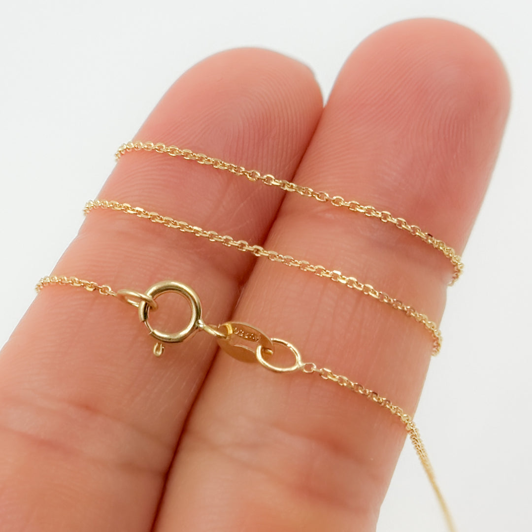 025R01T5J08018K. 18K Yellow Solid Gold Cable Chain with Extender