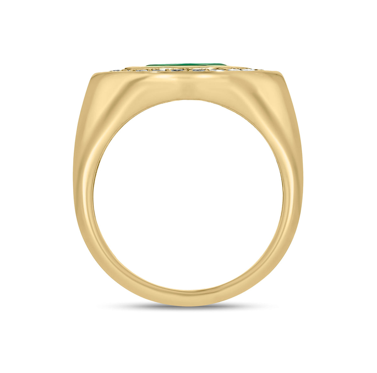 CR96516EM8X4. 14K Solid Gold Diamond and Emerald Oval Ring