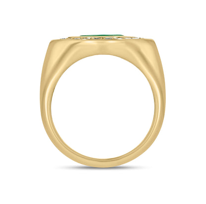 CR96516EM8X4. 14K Solid Gold Diamond and Emerald Oval Ring