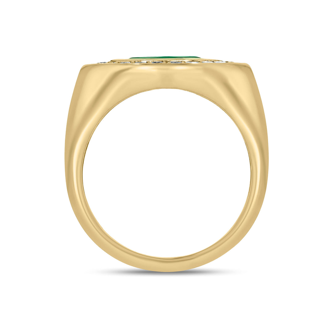 CR96516EM8X4. 14K Solid Gold Diamond and Emerald Oval Ring