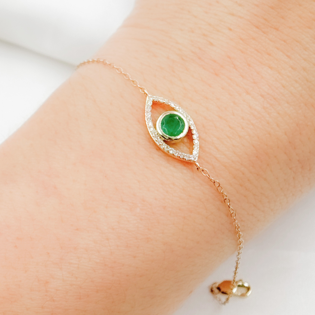 14k Solid Gold Diamond and Gemstone Eye Bracelet. BFC60578EM