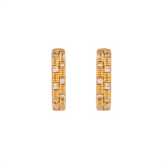 Load image into Gallery viewer, EHD57406. 14K Solid Yellow Gold Diamond Hoop Earring
