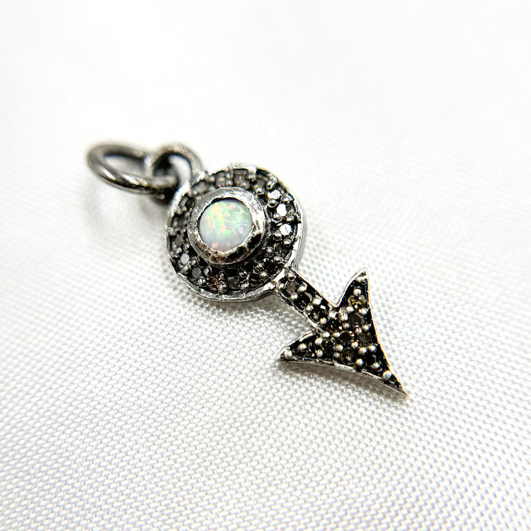 DC364. Diamond Silver Arrow Mini Charm with Gemstone