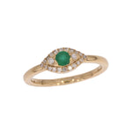 Load image into Gallery viewer, RFB17775EM. 14k Solid Gold Diamond and Emerald Eye Ring