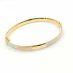 Load image into Gallery viewer, KG115. 14K Solid Gold Tri-Color Matte Bangle