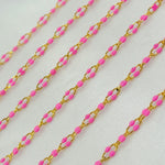 Load image into Gallery viewer, Gold Plated Enamel 925 Sterling Silver Pink Enamel Chain. V245PKGP
