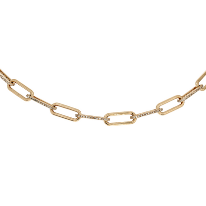 NFN72544. 14k Solid Gold Diamond Paperclip Necklace