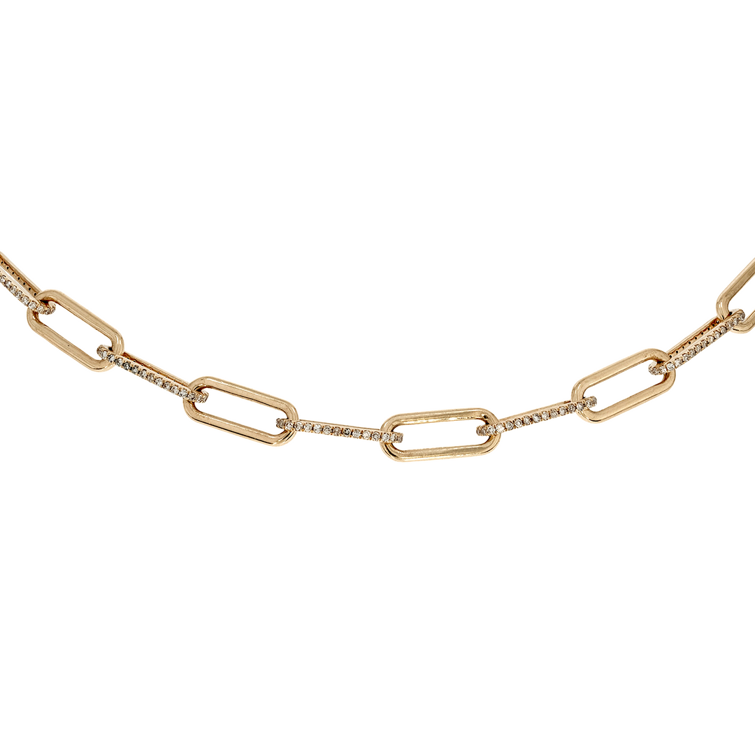 NFN72544. 14k Solid Gold Diamond Paperclip Necklace