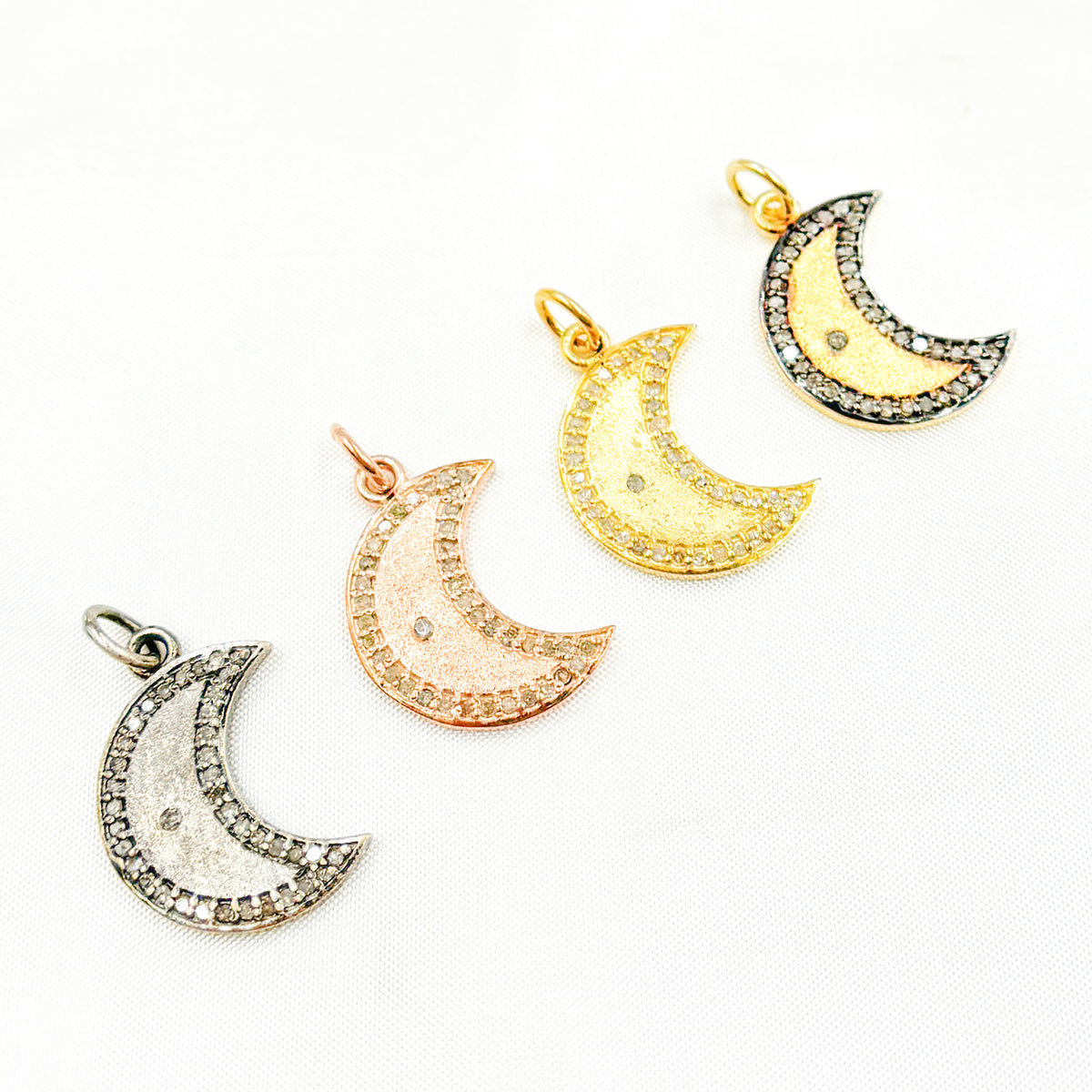 DC073. Diamond Sterling Silver Moon Pendant