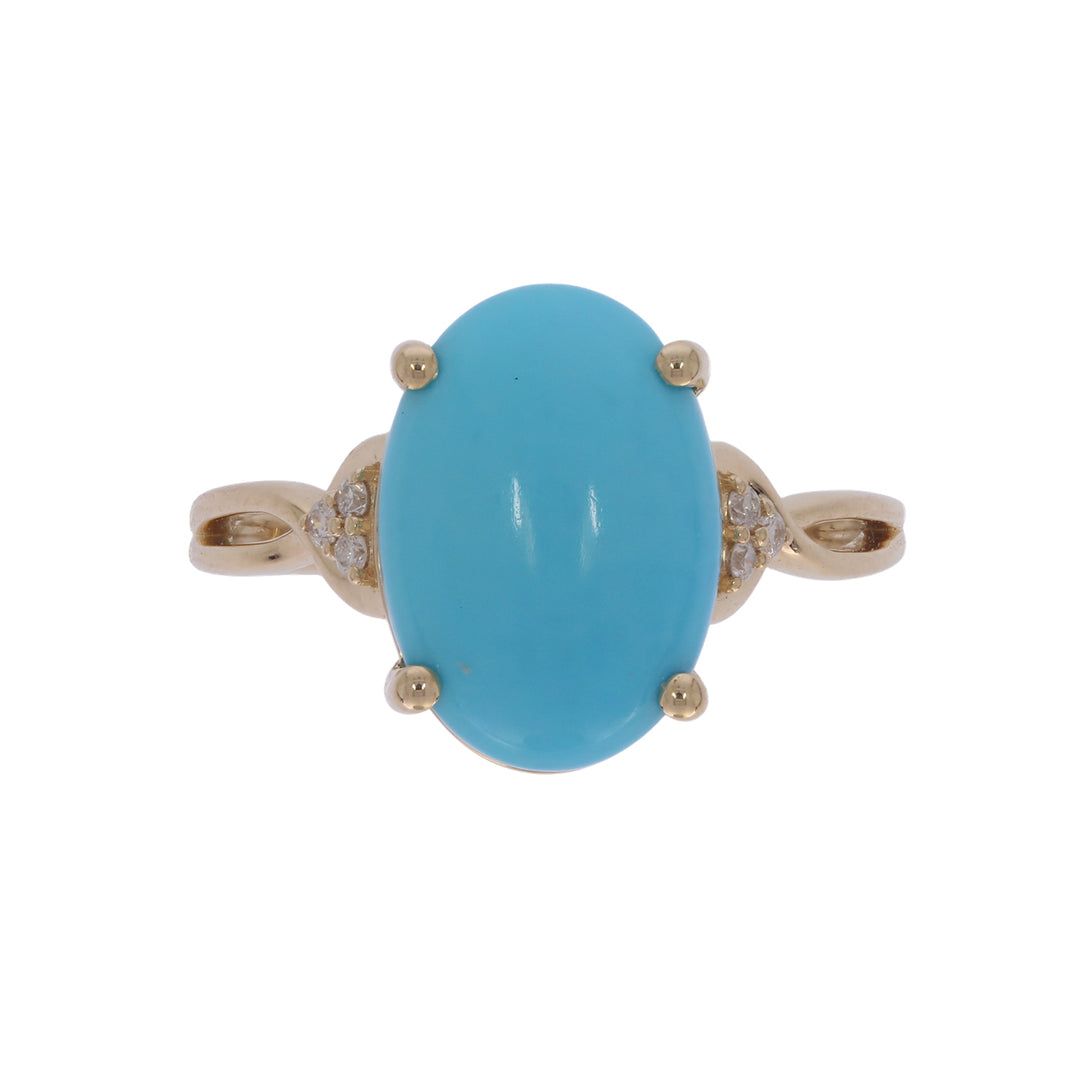 CR97467TQ15X11. 14k Solid Gold Turquoise and Diamond Fancy Ring