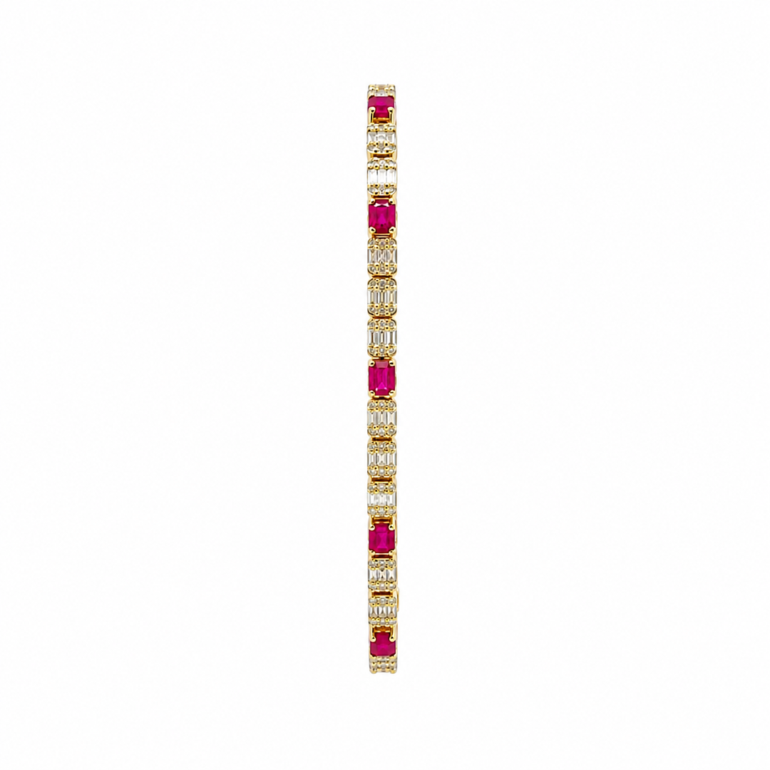 BR404097. 14k Solid Gold Diamond and Gemstone Fancy Bracelet