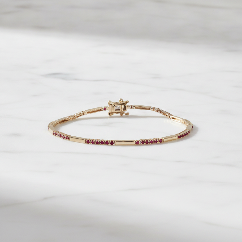 BFZ61295. 14K Solid Gold Gemstone Bar Bracelets