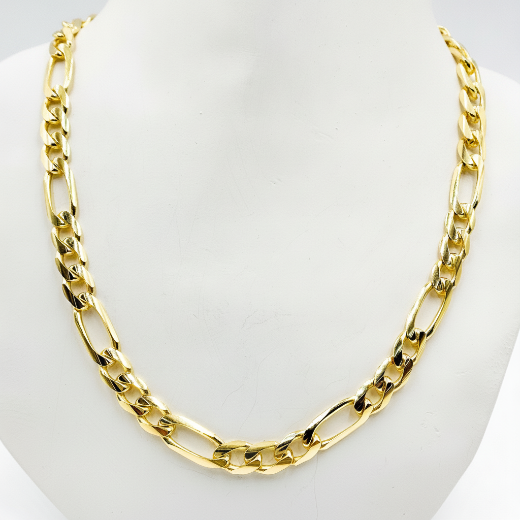 180GA3BGA3. 14k Solid Yellow Gold Flat Figaro Chain