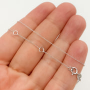 14k Solid White Gold Cable Chain with Extender