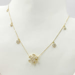 Load image into Gallery viewer, 14K Solid Gold Diamond Dangle Flower Necklace. NT404137
