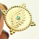 Load image into Gallery viewer, GDP183. 14K Solid Gold Round Eye Charm with Gemstone
