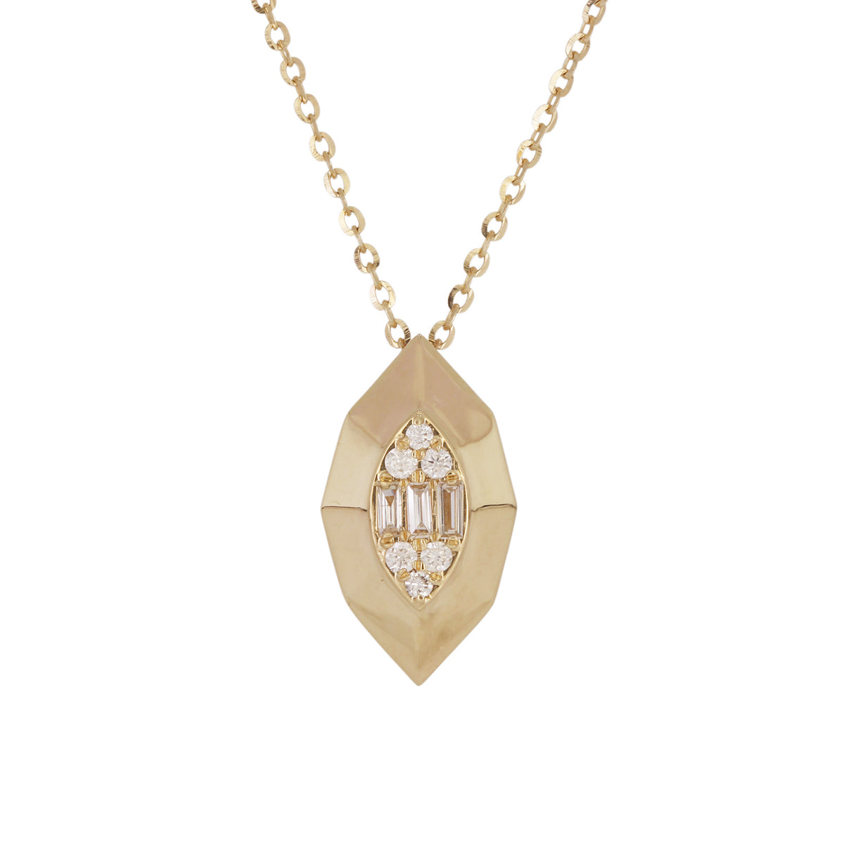 DPE00405.14K Solid Gold Diamond Solitaire Pendant Necklace