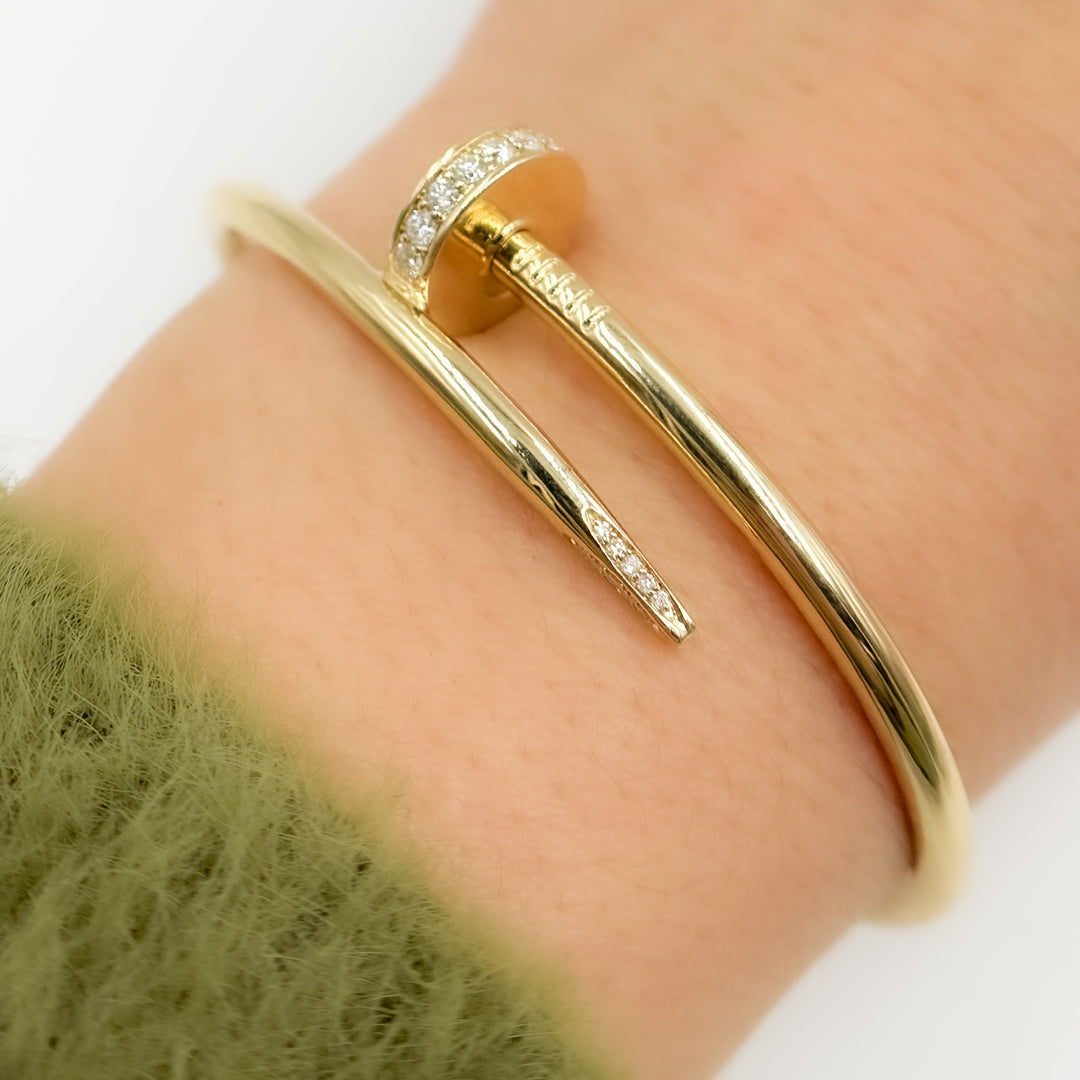BNH68140. 14K Solid Gold Diamond Fancy Bangle