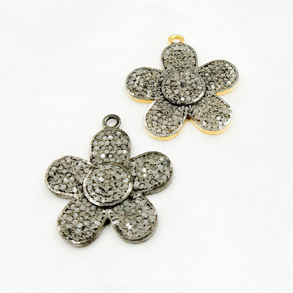 DC278. Diamond & Sterling Silver Flower Pendant
