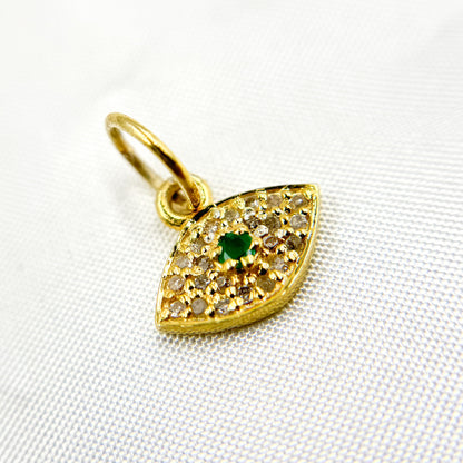 Diamond Sterling Silver Eye Charm with Gemstone