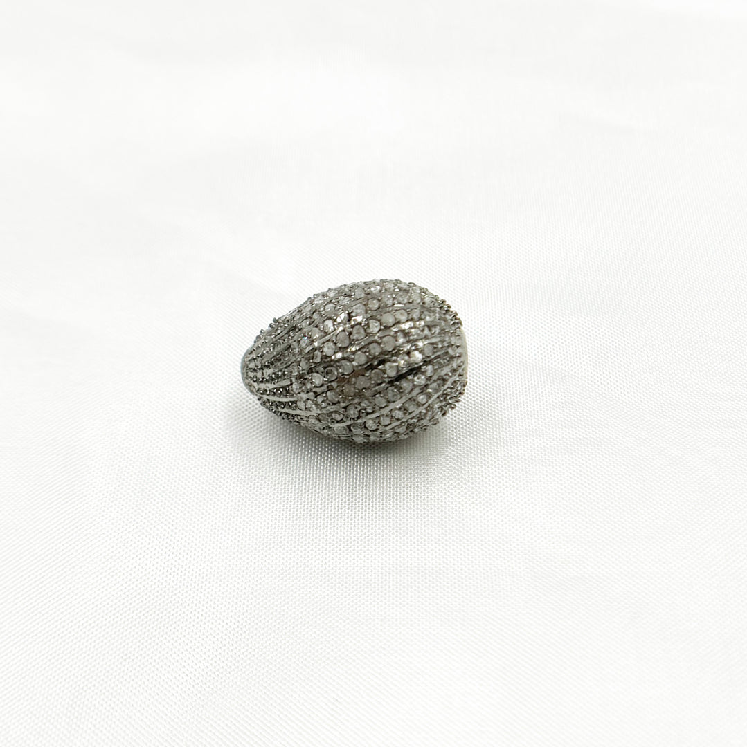 DC572. Diamond & Sterling Silver Oval Bead