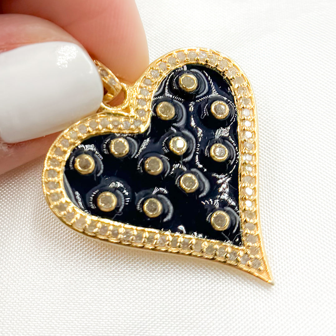 DP196A. Diamond Sterling Silver Heart Enamel Pendant