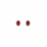 Load image into Gallery viewer, ER117581. 14k Solid Gold Diamond and Gemstone Oval Stud Earrings