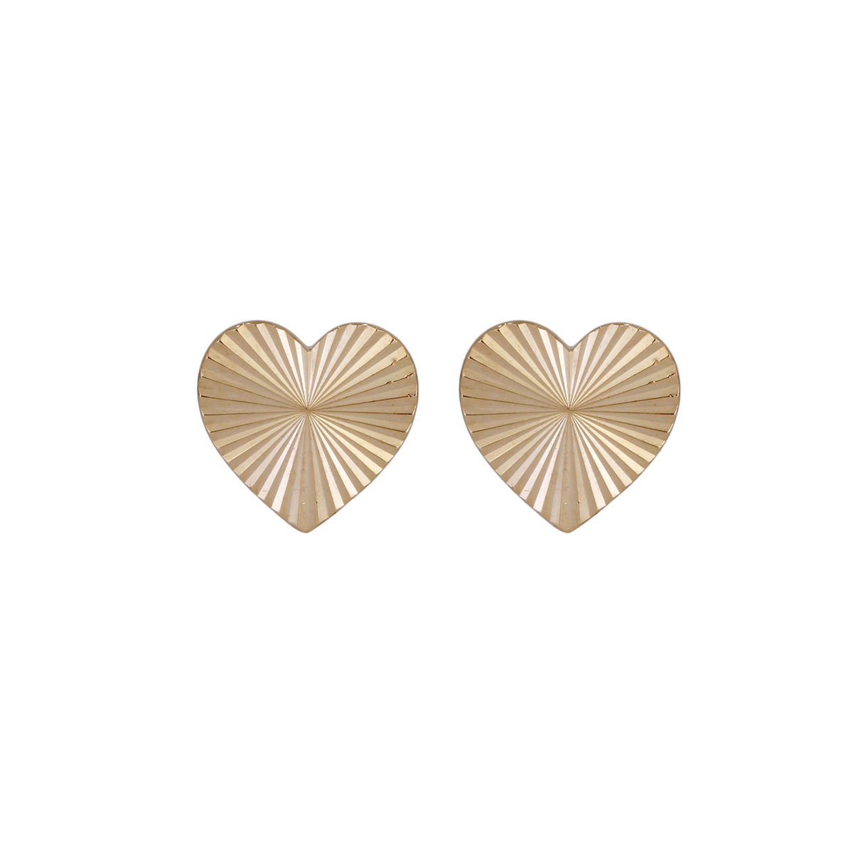 14K Solid Gold Heart Studs Earrings