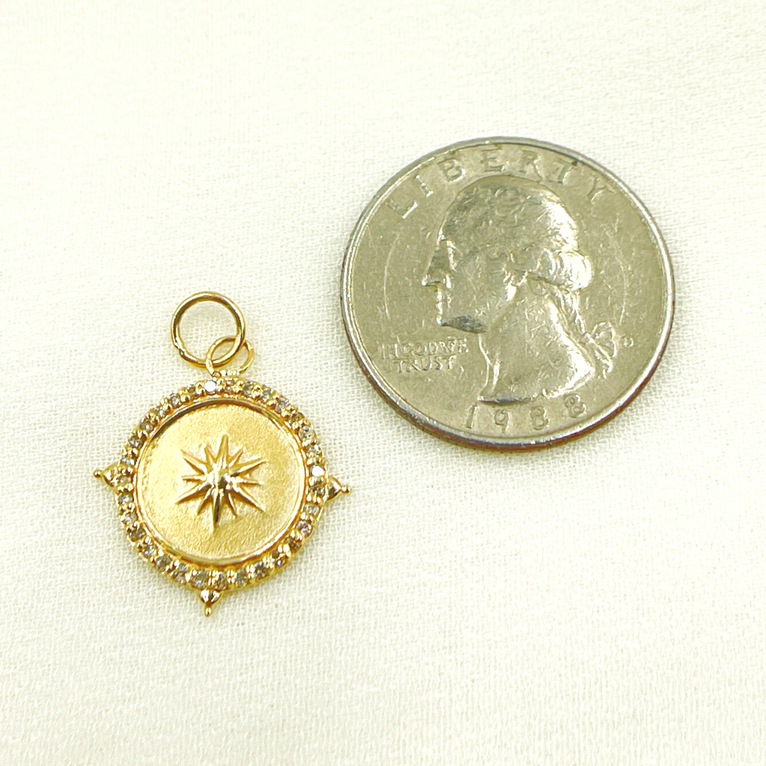 GDP177. 14K Solid Gold Diamond Star Charm