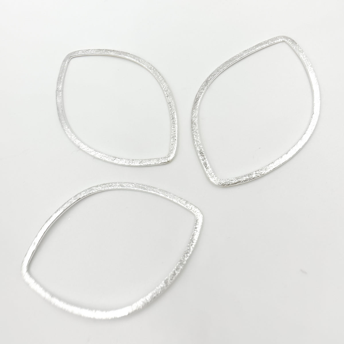 White Sterling Silver Brushed Marquis Connector