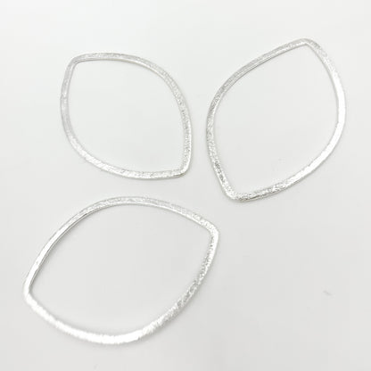 White Sterling Silver Brushed Marquis Connector