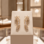 Load image into Gallery viewer, EFE53684. 14K Solid Gold Baguette Diamond Fancy Stud Earrings