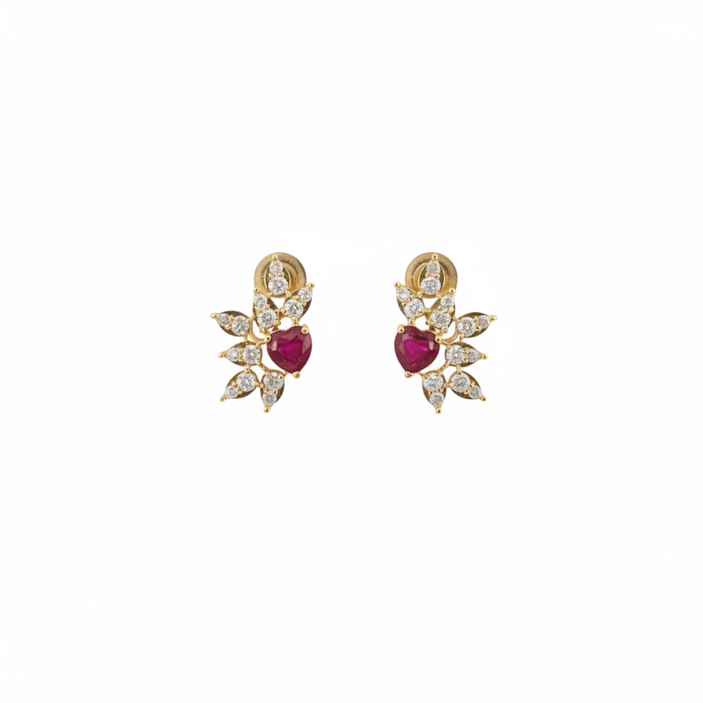 ER424626. 14k Solid Gold Diamond and Gemstone Fancy Earrings