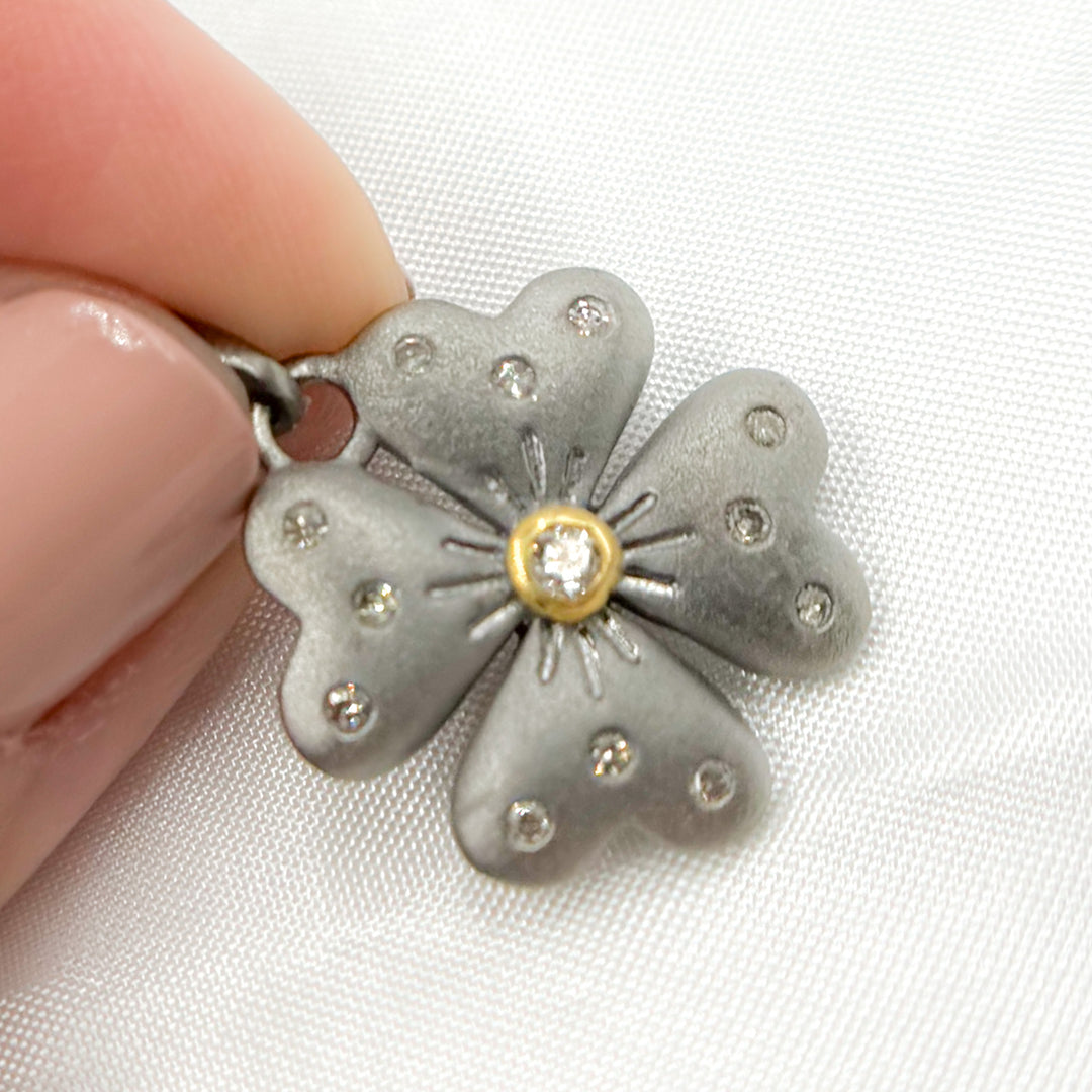 DP807. Diamond Sterling Silver Flower Pendant