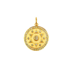 Load image into Gallery viewer, 14K Solid Gold with Diamonds Circle Charm with Star in the Center. GDP285
