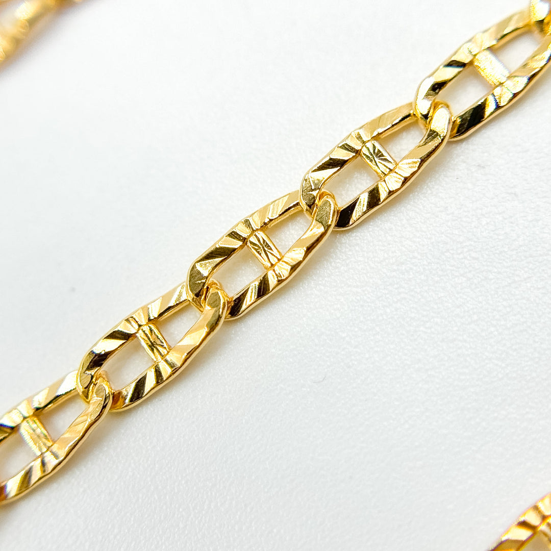 V314GF. 14K Gold Filled Diamond Cut Flat Marina Link Chain