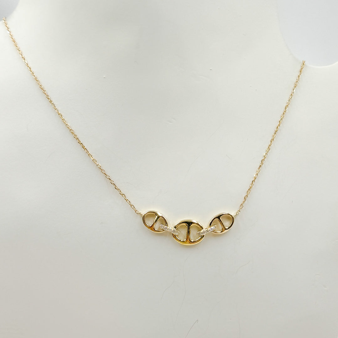 14K Solid Gold Link Diamond Necklace. NT404253