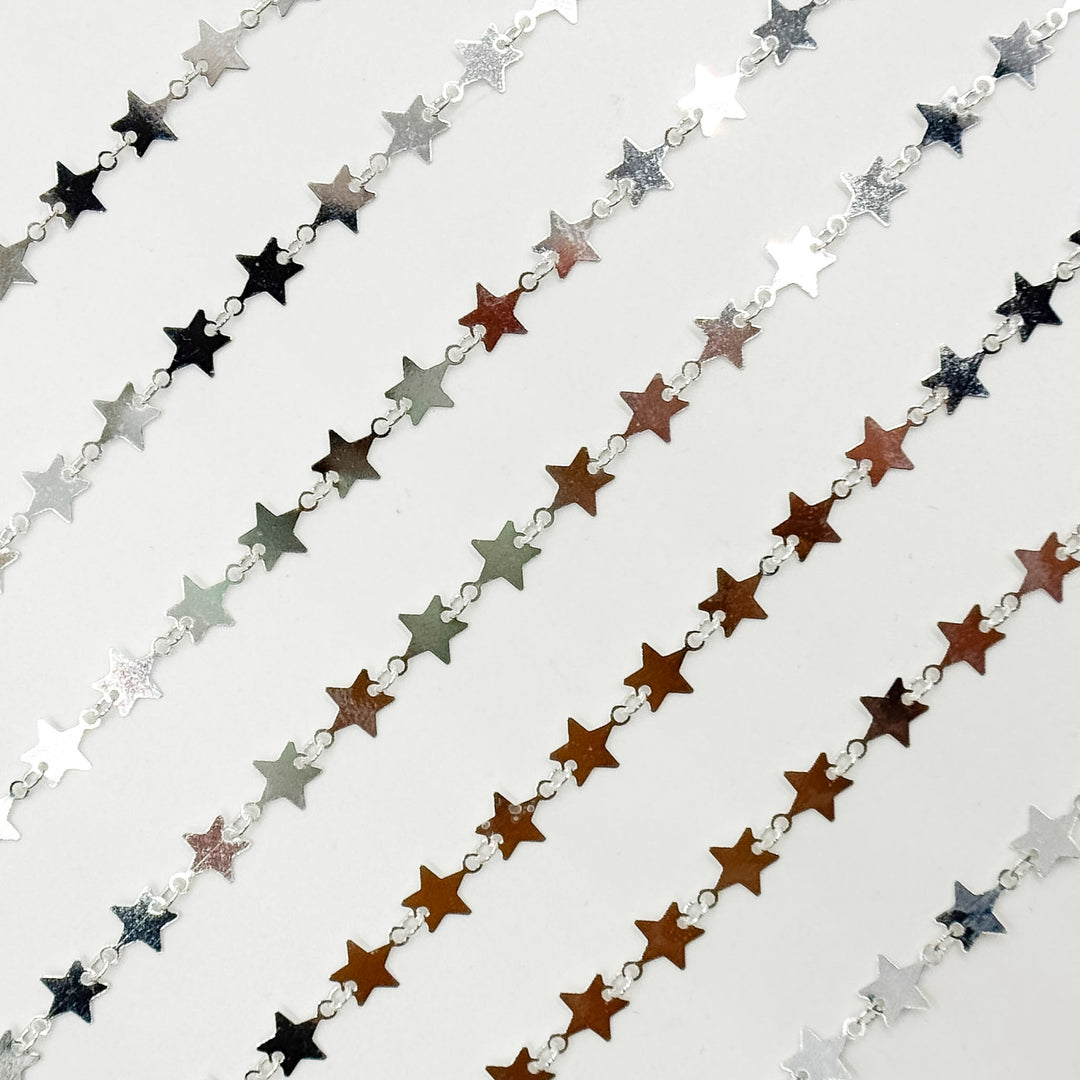 V312SS. 925 Sterling Silver Fancy Star-Link Chain