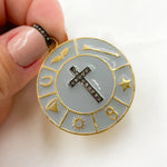 Load image into Gallery viewer, DP529A. Diamond Sterling Silver Round Cross Enamel Pendant
