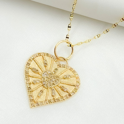 14K Solid Gold Diamond Heart Charm. GDP513