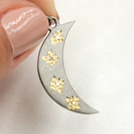 Load image into Gallery viewer, DP598. Diamond Sterling Silver Moon and Stars Pendant
